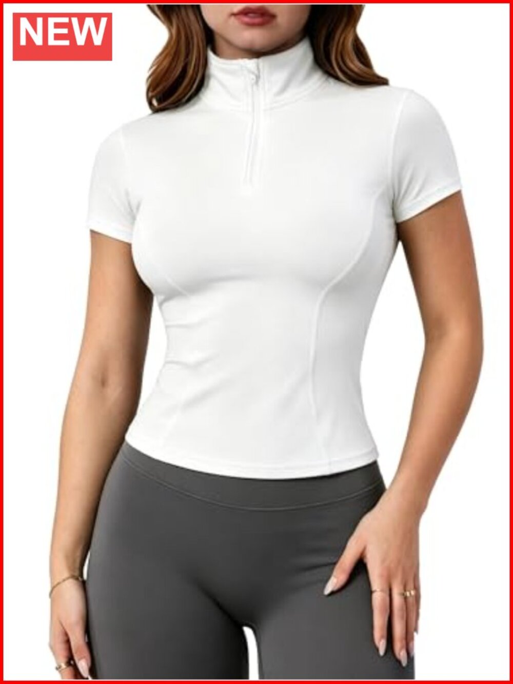 Women's Half Zip Workout Top Slim Fit Short Sleeve Athletic Golf Polo